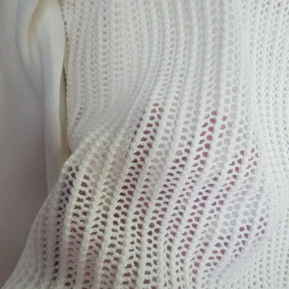 🤩Sz S Womens Knit Cardigan Cyrus Lightweight mesh Open Front Long Sleeves ivory - Picture 4 of 7